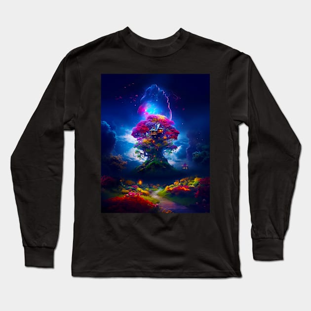 Magic Tree House By Night Long Sleeve T-Shirt by MyMagicalPlace